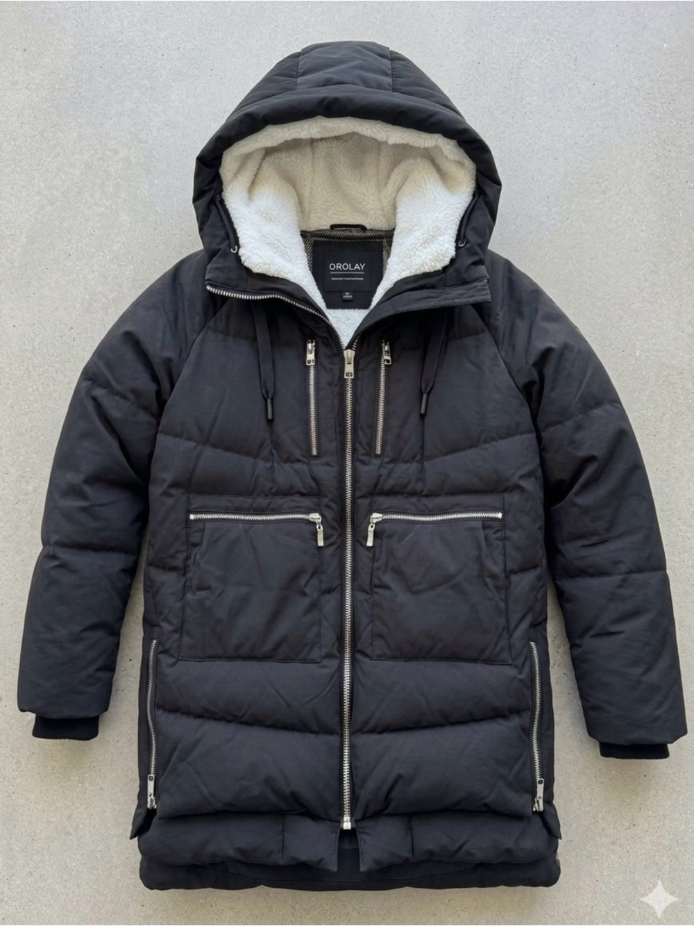 Orolay Women's Thickened Down Jacket Puffer Winter Coat Black Hooded Long M